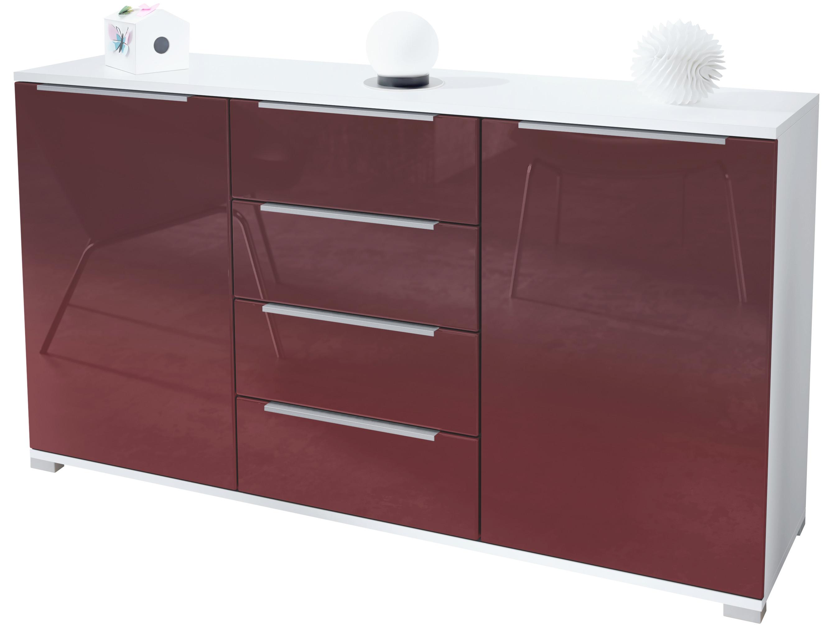SIDEBOARD Linio Bordeaux Hochglanz - Bordeaux, Holzwerkstoff (138.5/75.5/35cm) - Vladon