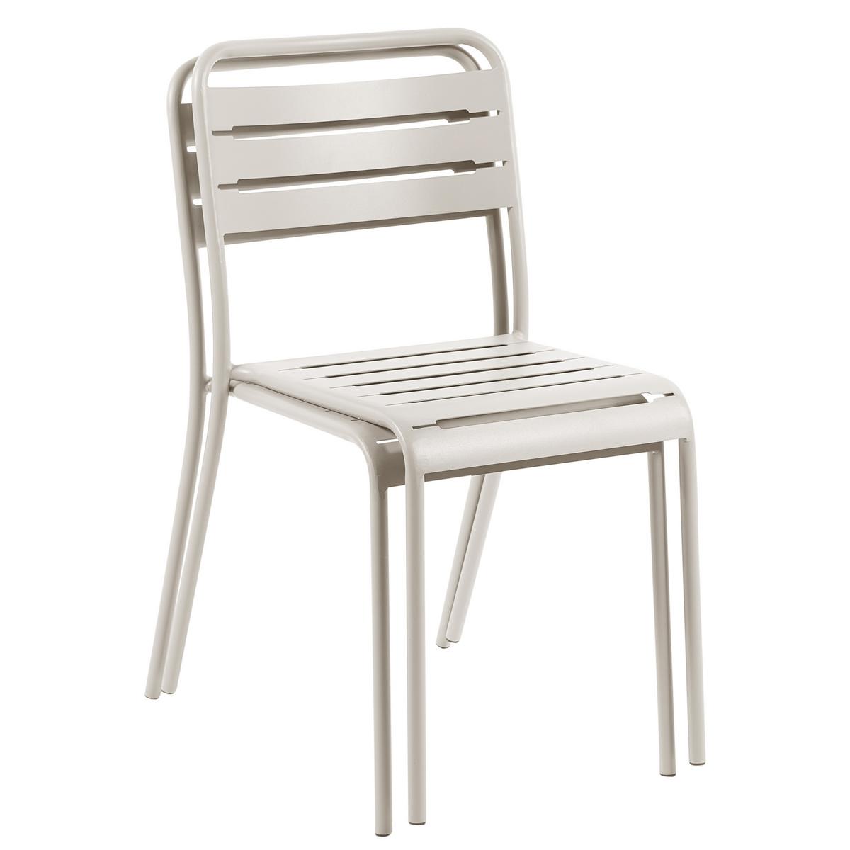 GARTENSTUHL 2er-Set Metall Hellbeige Lefkada - Beige, Metall (38/80/54cm) - Beliani