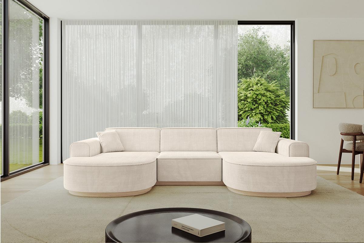 WOHNLANDSCHAFT MARI-U1-v1 - 303x171x83 cm Beige Cord - Beige, Holzwerkstoff/Textil (303/83/171cm) - ALTDECOR