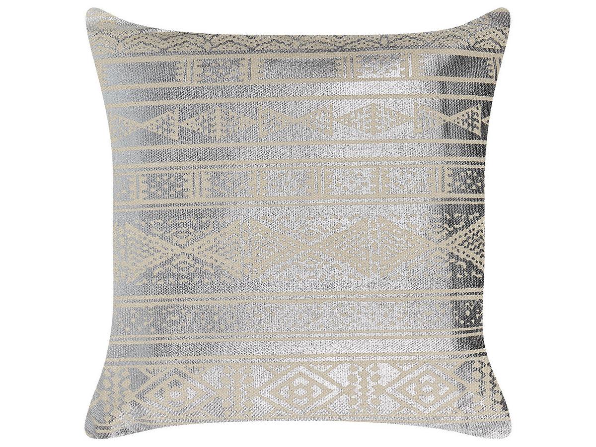 DEKOKISSEN 2er-Set Silber 50/50 cm Oujda - Silberfarben, Naturmaterialien/Textil (50/50cm) - Beliani