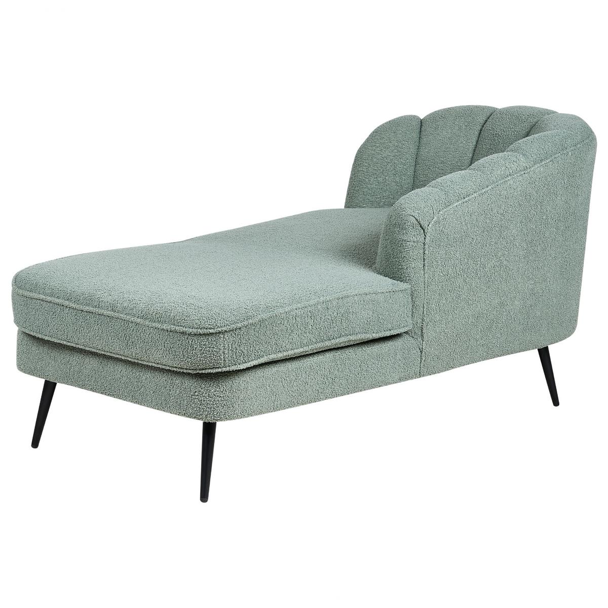 CHAISELONGUE Bouclé grün linksseitig Allier - Schwarz/Grün, Textil (150/75/76cm) - Beliani