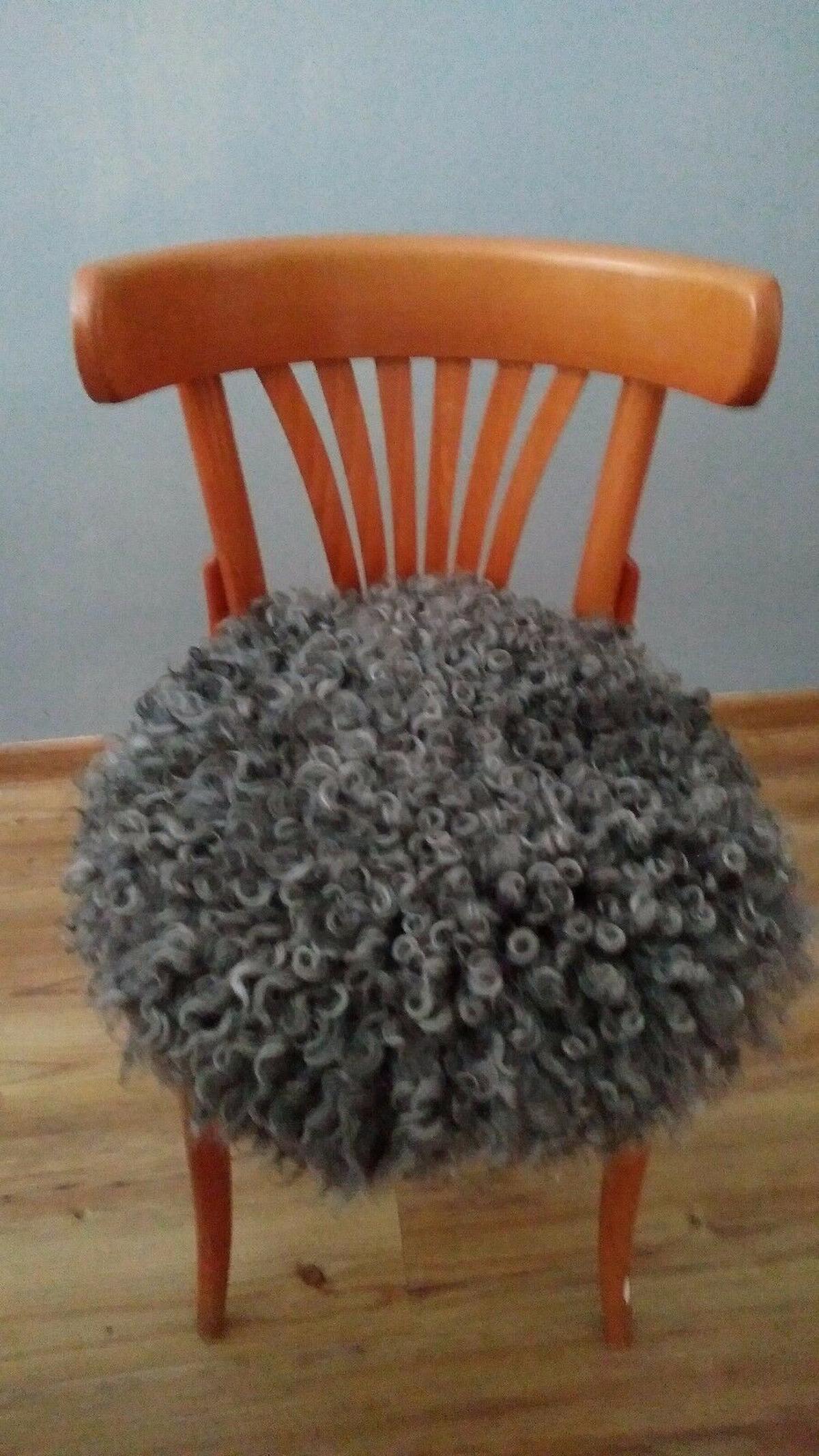 SITZKISSEN Schaffell rund 40 cm Weiß Braun Grau - Grau, Fell (40/40cm) - Provellus