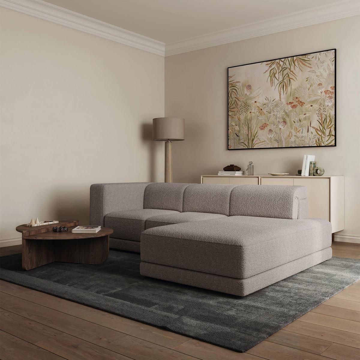 ECKSOFA Novals L-Form, 4-Sitzer, rechts 278 cm - Taupe/Schwarz, Holz/Kunststoff (168/278cm) - Selsey