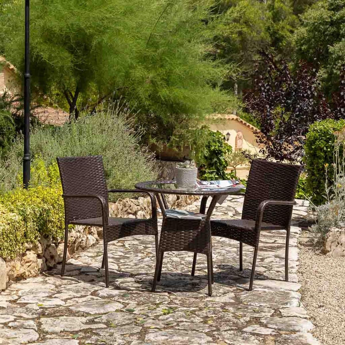 GARTEN-ESSGRUPPE, 3er-Set, braun - Braun, Naturmaterialien - Wanderlust