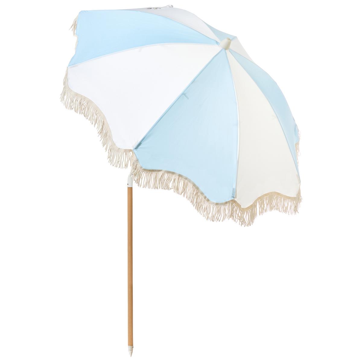 SONNENSCHIRM 155 cm Hellblau Mondello - Blau/Weiß, Holz (155/155cm) - Beliani