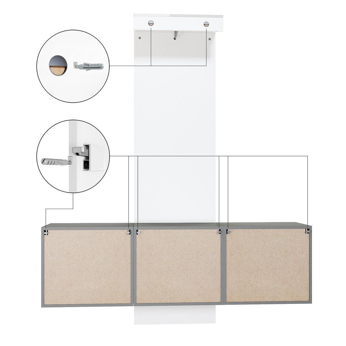 GARDEROBE Carlton Paneel in Eiche Nordic - Silbereichenfarben, Holzwerkstoff (157/193/35cm) - Vladon