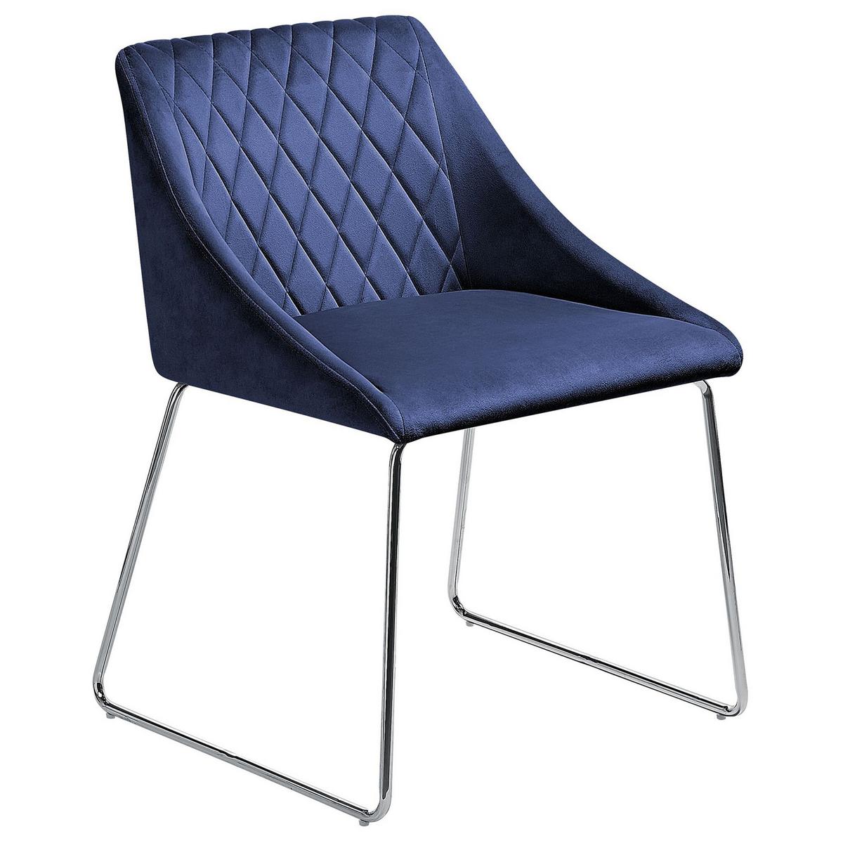 ESSZIMMERSTUHL 2er-Set Samtstoff Dunkelblau Arcata - Blau, Textil/Metall (55/79/57cm) - Beliani