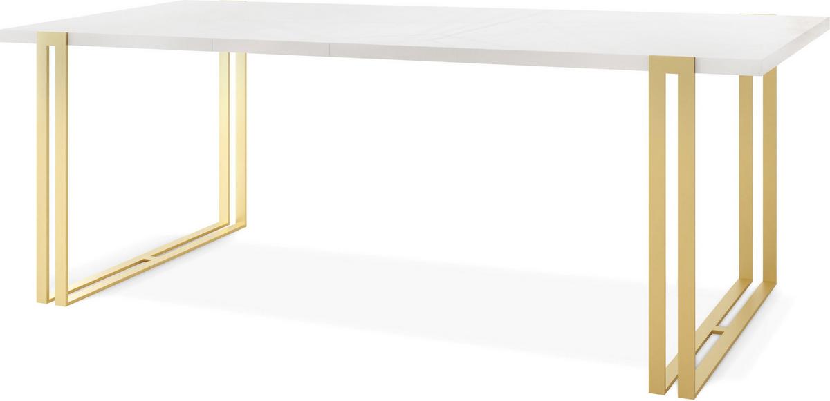 ESSTISCH Stella rechteckig ausziehbar, Weiß 120-220/80/76 cm - Goldfarben/Weiß, Holzwerkstoff/Metall (80/220/76cm) - WFL GROUP