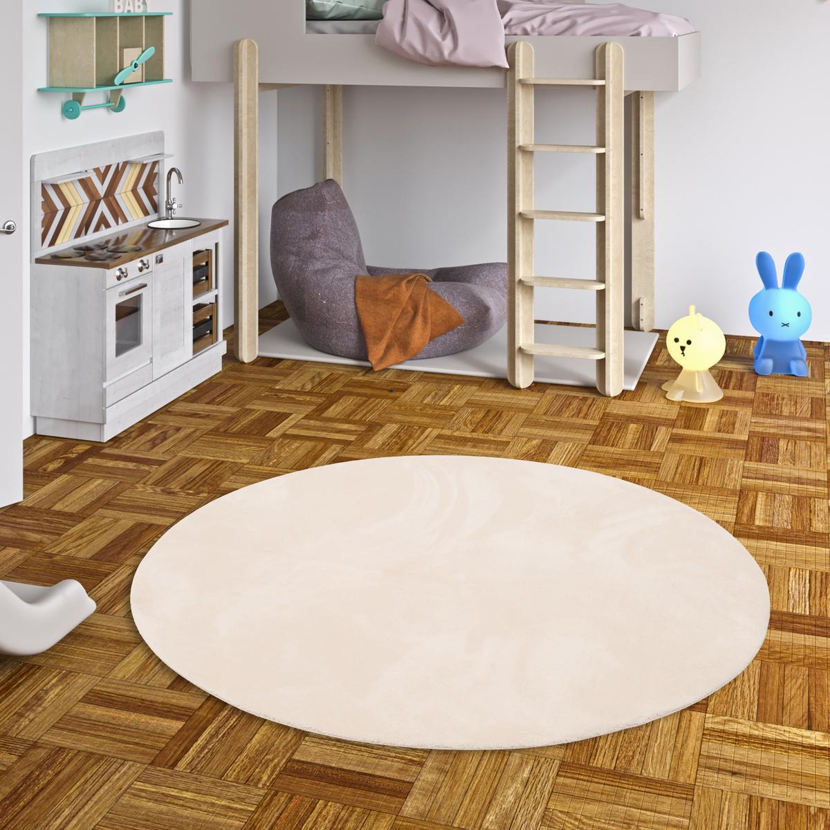 KINDER SUPER SOFT FELLTEPPICH PEARL KIDS RUND - Beige, Textil (200/200cm) - Pergamon