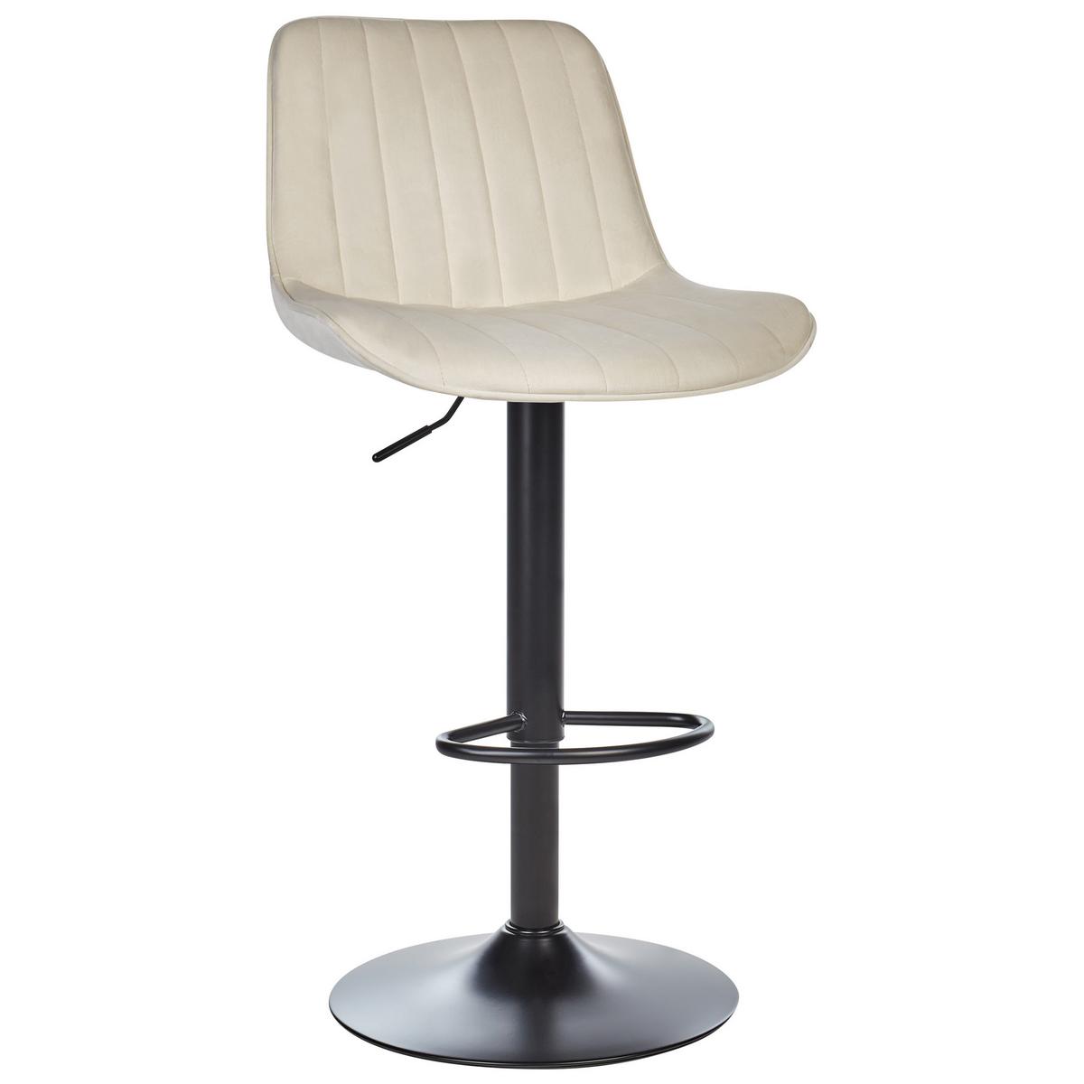DREHHOCKER 2er-Set Samtstoff Helles Beige Dubrovnik - Beige/Schwarz, Textil (51/88/54cm) - Beliani