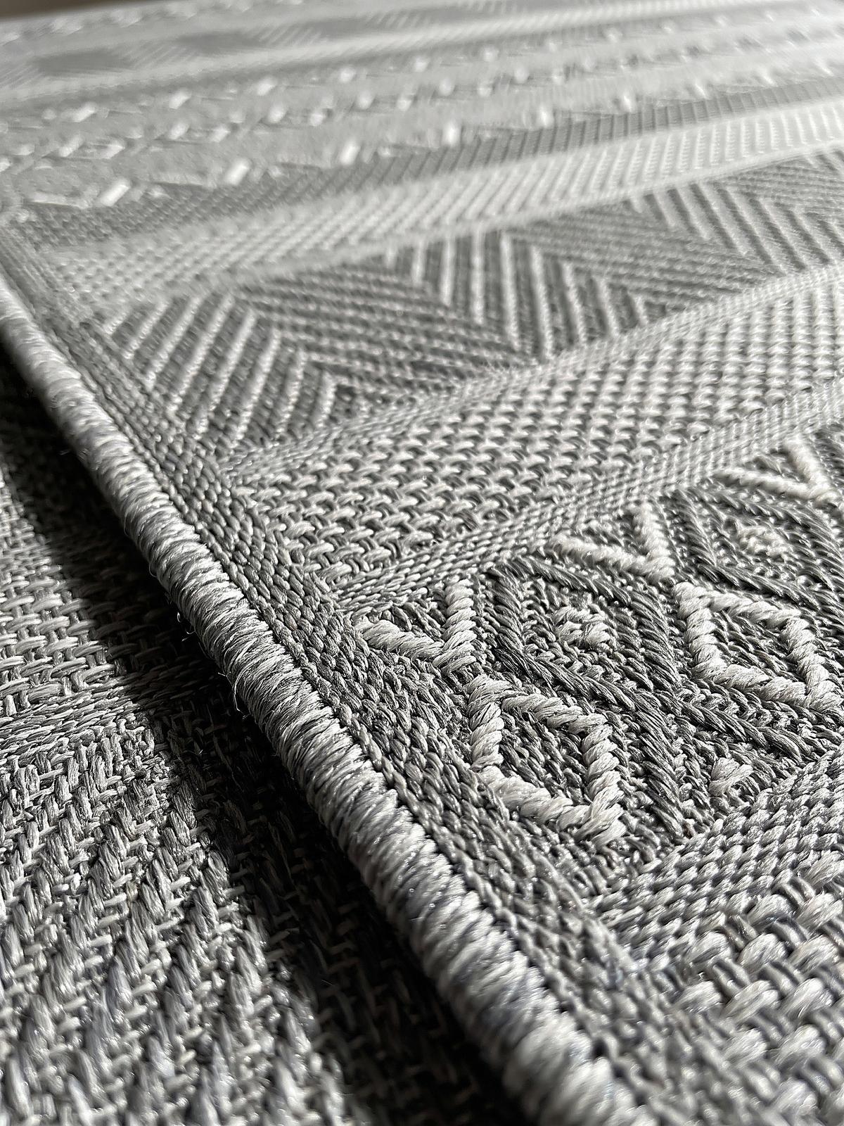 TEPPICH Flachgewebe ESERA Gestreift Polypropylen Grau Ø 160 cm Rund - Grau, Textil (160/160cm) - KADIMA DESIGN