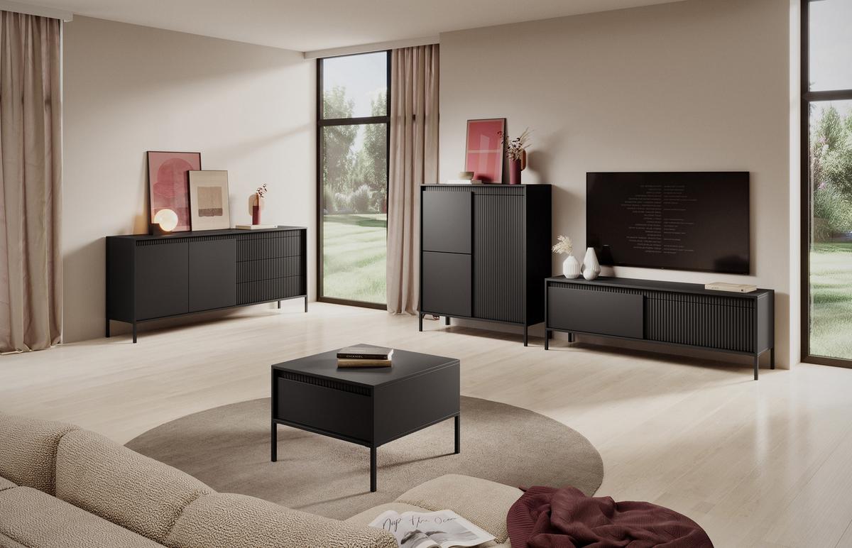 SIDEBOARD Cindy in Schwarz 154/81/40 cm - Schwarz, Holzwerkstoff/Metall (153.5/81.4/39.5cm) - WFL GROUP