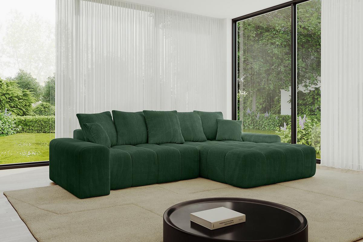 ECKSOFA Ottomane Rechts ENSI-L - 267x164x69 cm Grün - Grün, Holzwerkstoff/Kunststoff (164/267cm) - ALTDECOR