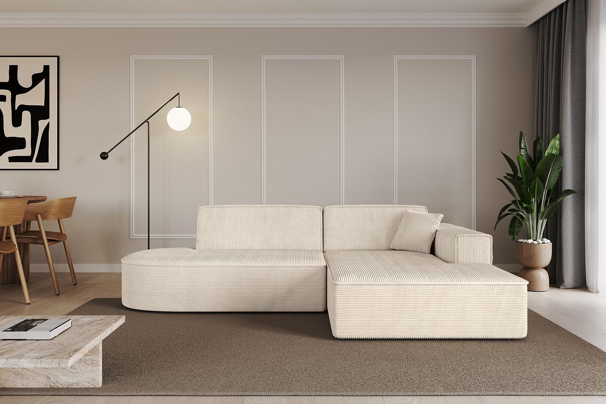 ECKSOFA Ottomane Rechts IREA-L1-v4 - 232x165x77 cm Beige - Champagner/Beige, Holzwerkstoff/Textil (232/165cm) - ALTDECOR