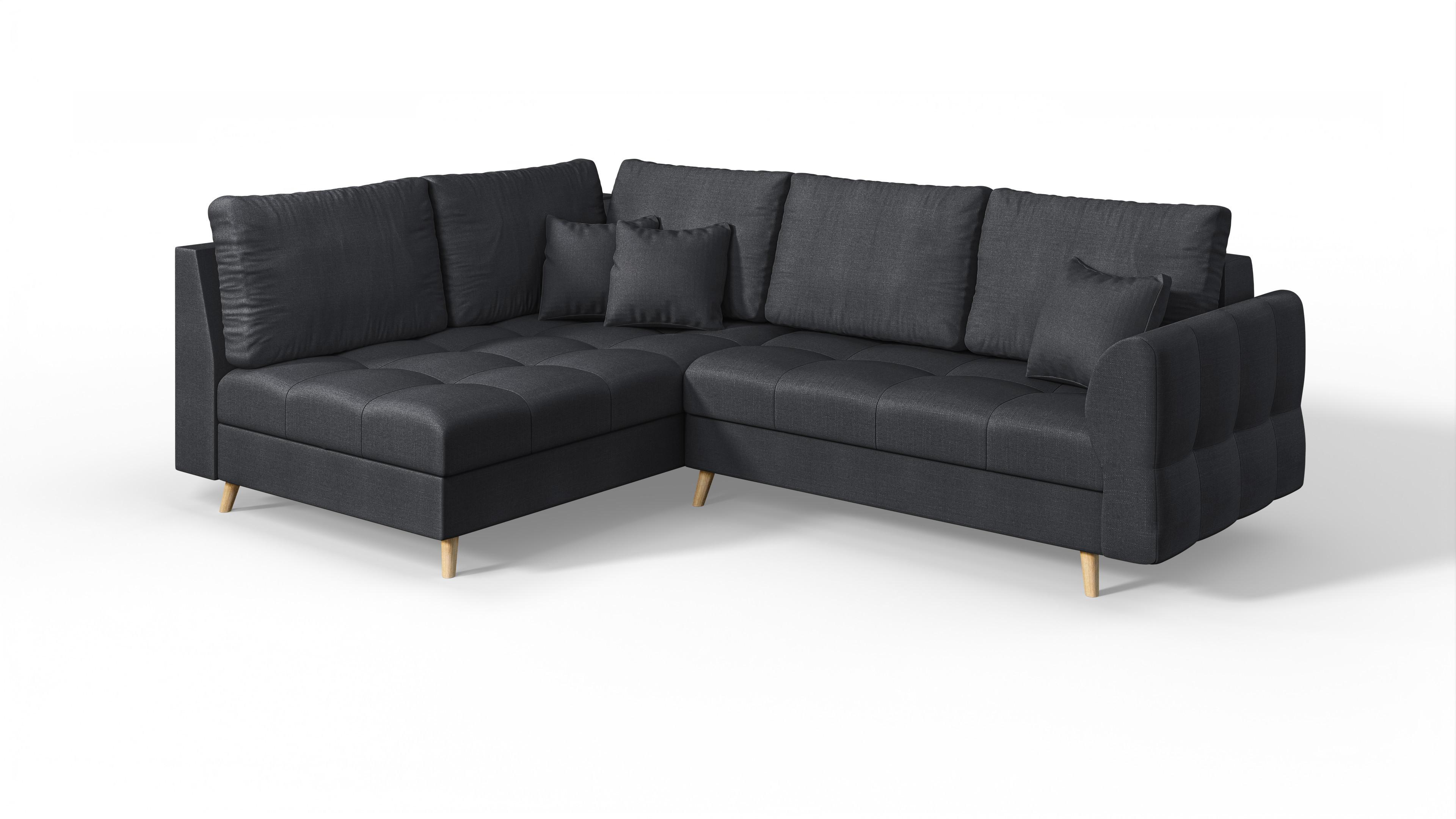 ECKSOFA Lorine Mikrofaser Anthrazit - Hellbraun/Anthrazit, Buchenholz/Textil (231/161cm) - S-Style Möbel