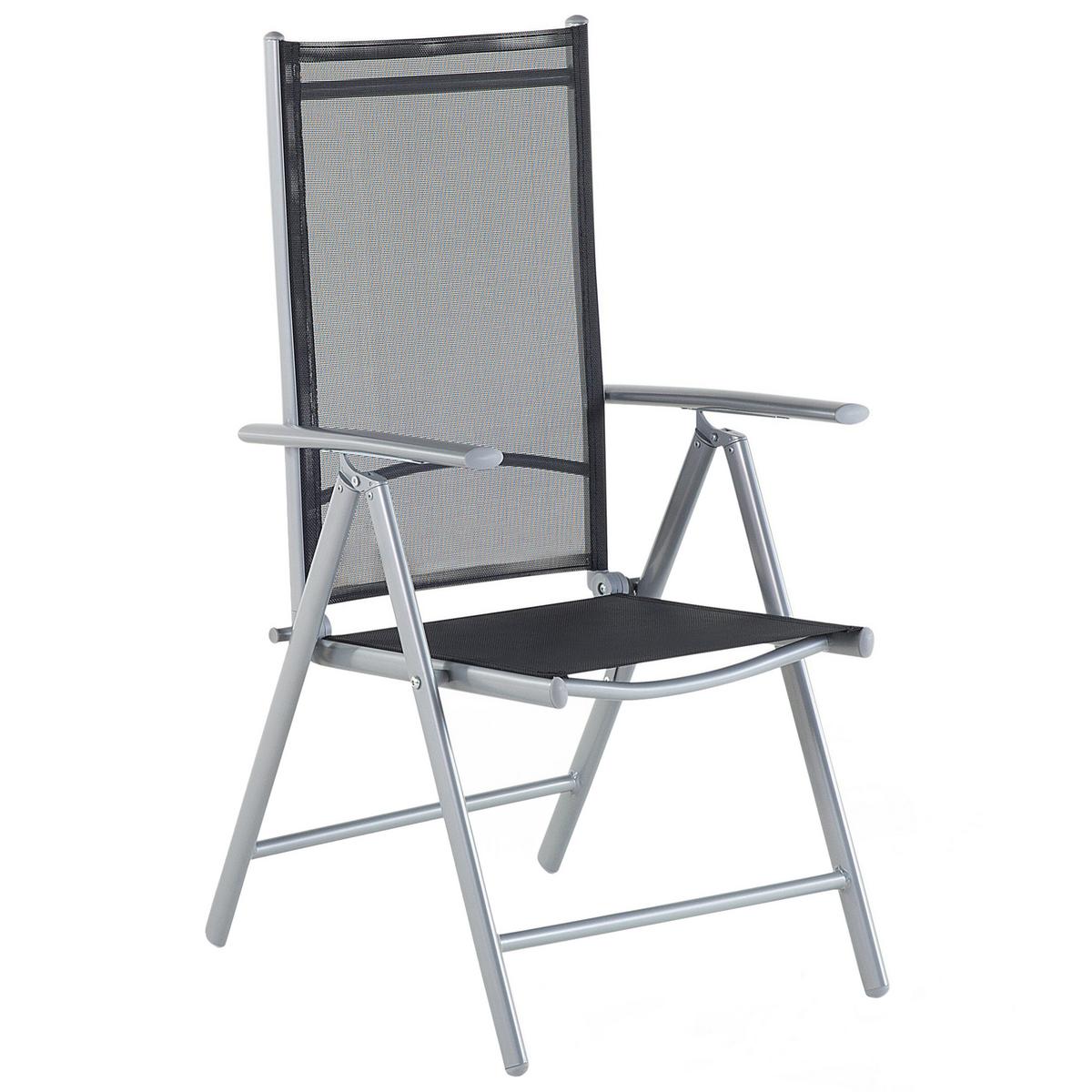 GARTENSTUHL 6er-Set Aluminium schwarz Catania - Schwarz, Kunststoff (54/103/65cm) - Beliani