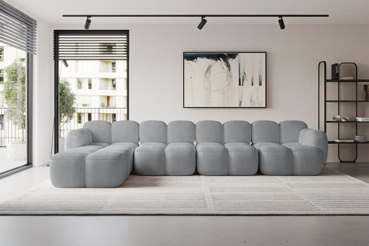ECKSOFA modulares Sofa Links Miko-L3 390x205x75 Grau Cord - Anthrazit/Schwarz, Holzwerkstoff/Kunststoff (390/205cm) - ALTDECOR