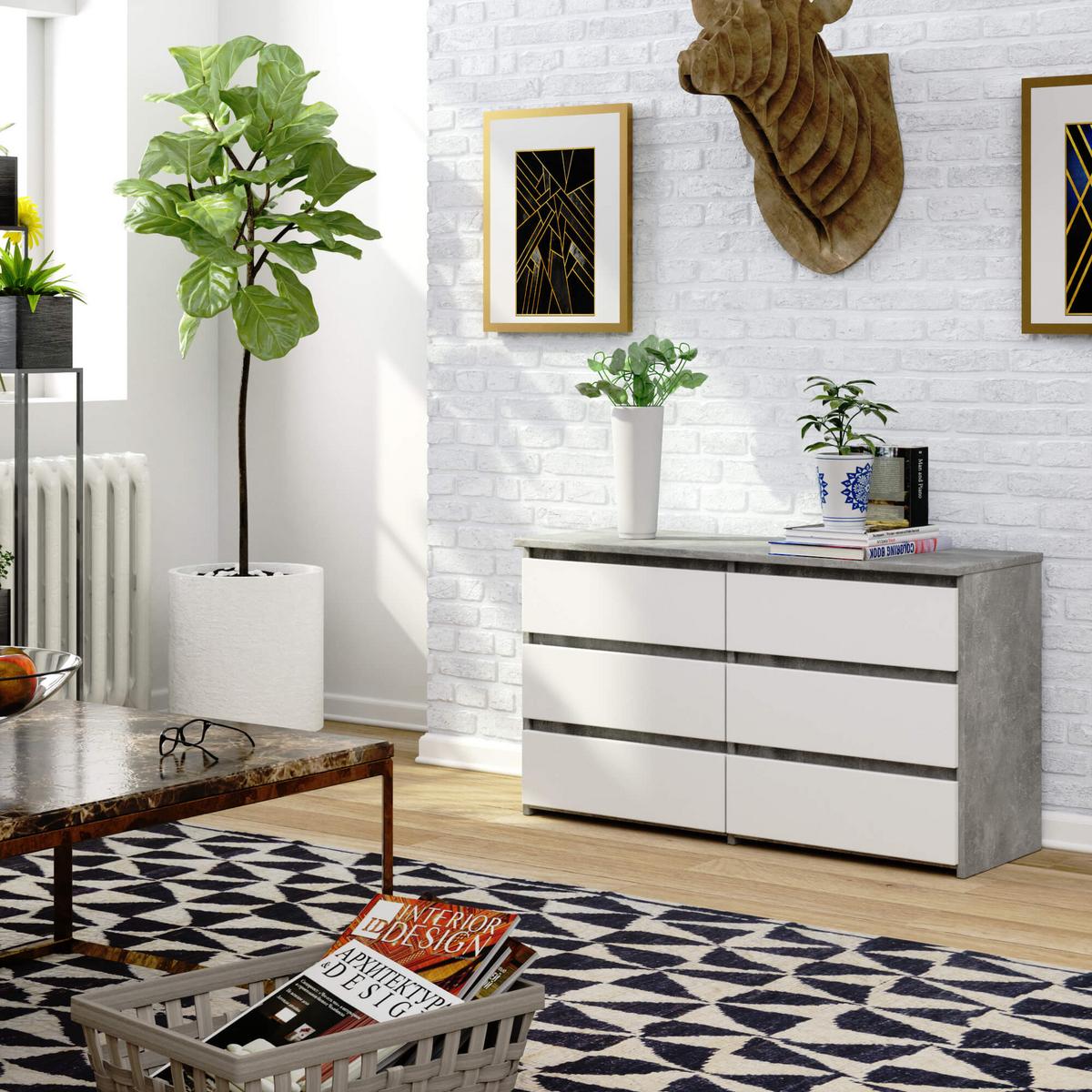 KOMMODE Beton, Weiß 57/100/35 - Weiß, Holzwerkstoff (100/57/35cm) - RAUMHIRSCH FURNITURE