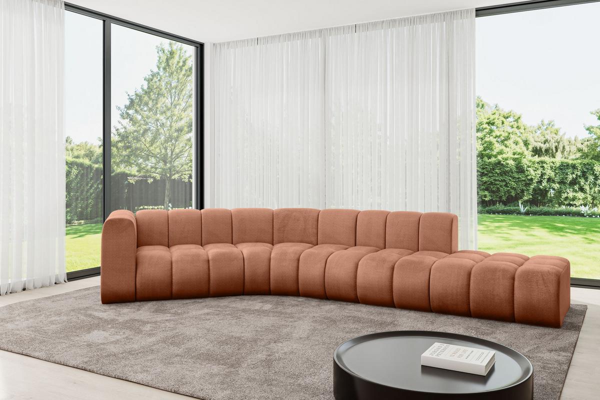 ECKSOFA modulares Sofa Tilmo-L1 - 399x194x70 cm Apricot - Koralle, Holzwerkstoff/Textil (399/194cm) - ALTDECOR