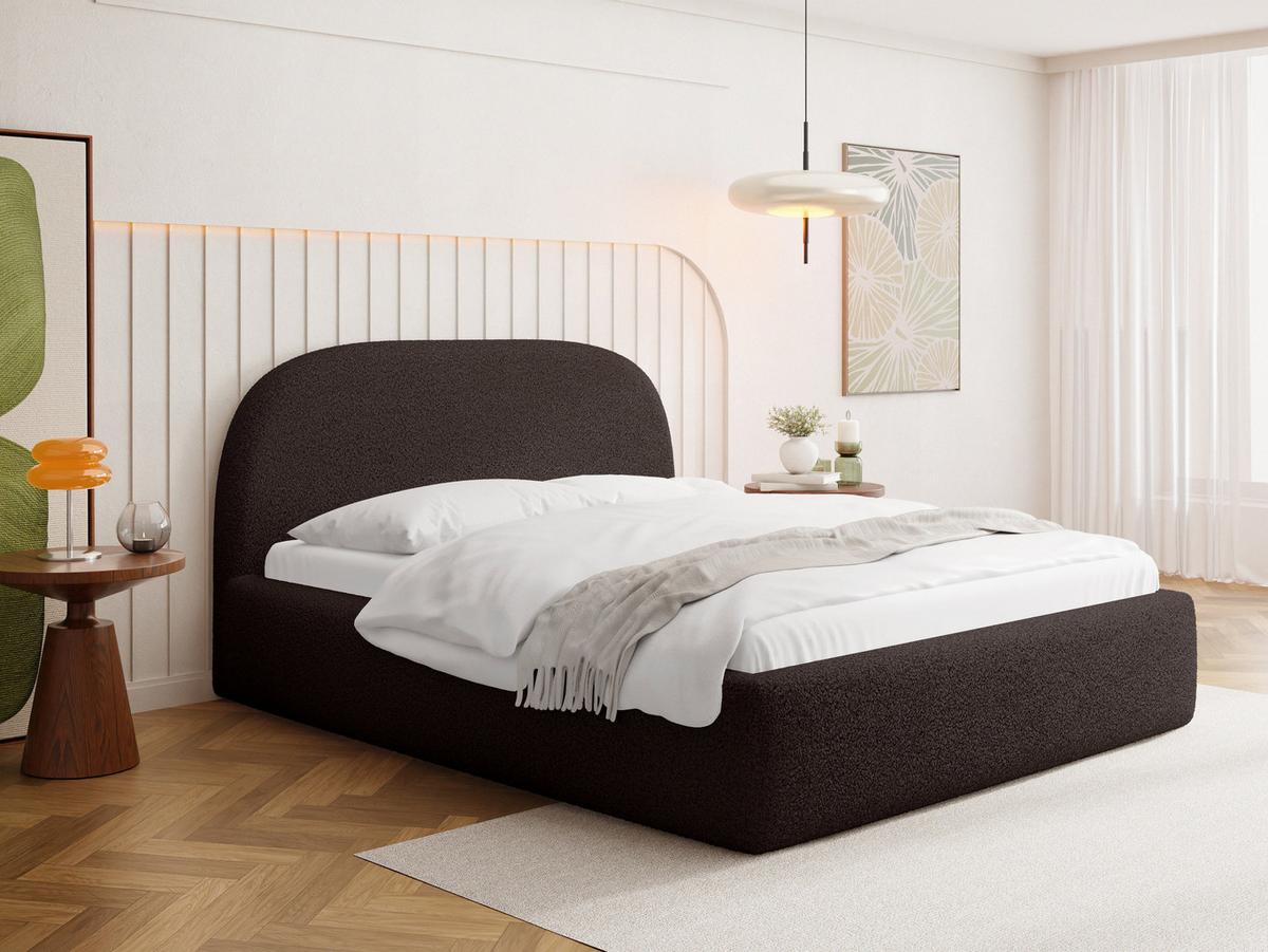 POLSTERBETT Puro mit Bettkasten, Braun Boucle 140 x 200 cm – mit Metall-Lattenrost - Birkefarben/Schwarz, Holzwerkstoff/Kunststoff (140/200cm) - WFL GROUP