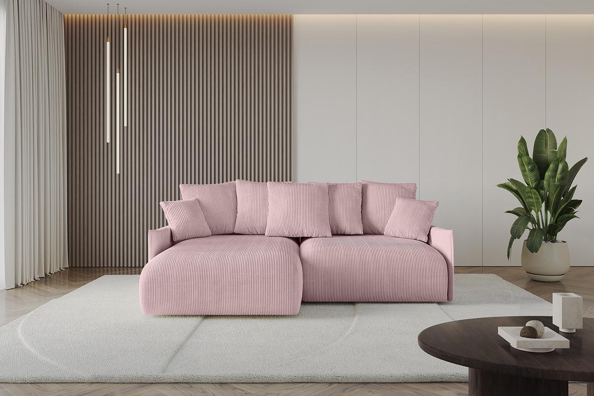 ECKSOFA Ottomane links ONESK-L -v1 216x177x72 Rosa Cord - Rosa, Holzwerkstoff/Kunststoff (216/177cm) - ALTDECOR