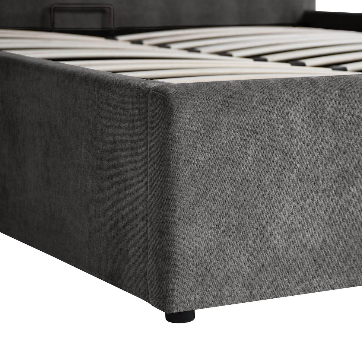 POLSTERBETT Livre mit Schaumstoffmatratze 10 cm, mit Bettkasten, 160x200 cm, Chenille-Stoff, Dunkelgrau - Dunkelgrau, Textil (160/200cm) - Beautysofa