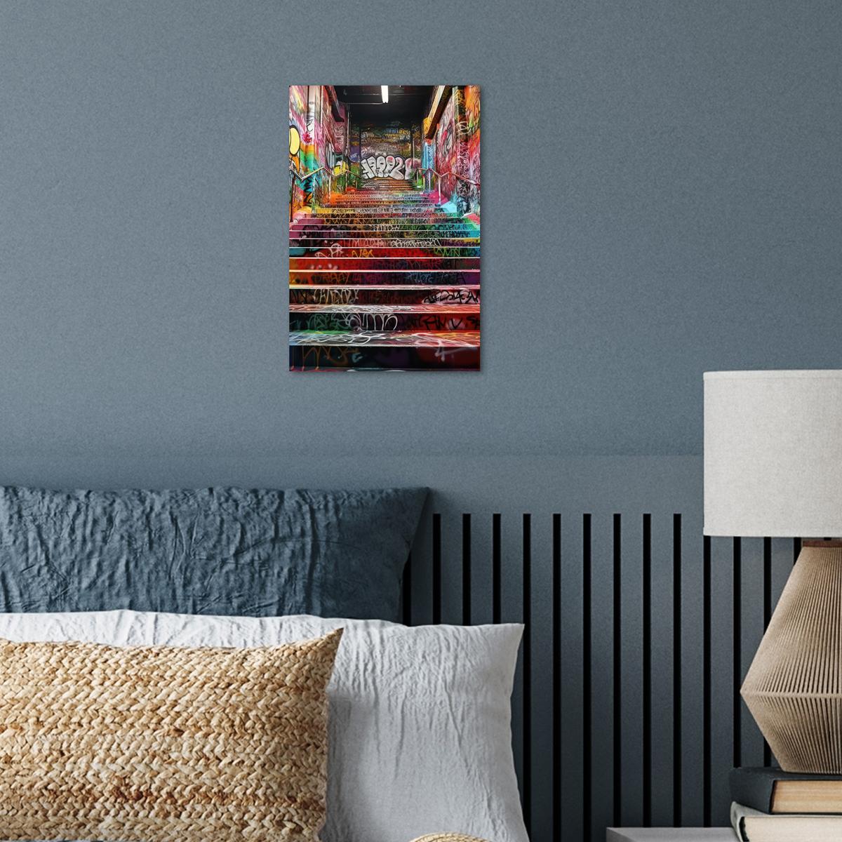 POSTER Treppe - Graffiti - Farben - Kunst Room Decor 20x30 cm - Multicolor, Papier (20/30/0.1cm) - MuchoWow