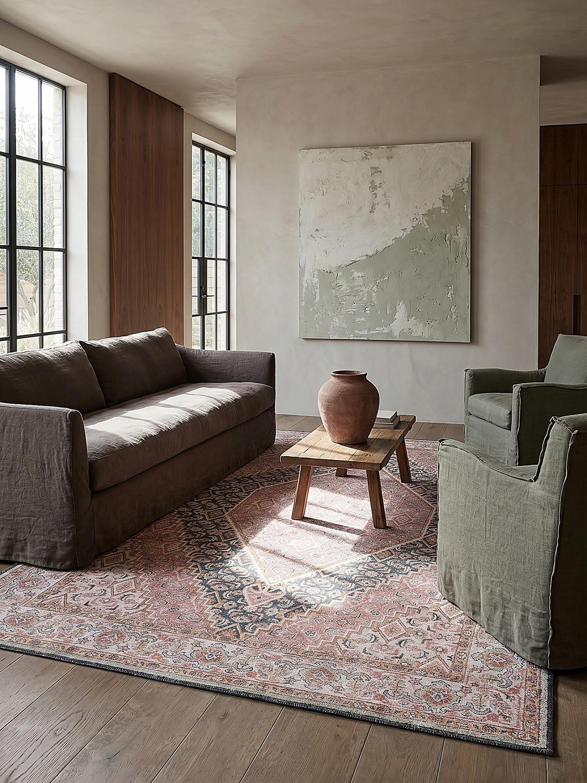 TEPPICH Waschbar HURST, orientalisch mit Medaillon, Rosa, 152 x 230 cm - Rosa, Textil (230/152cm) - KADIMA DESIGN