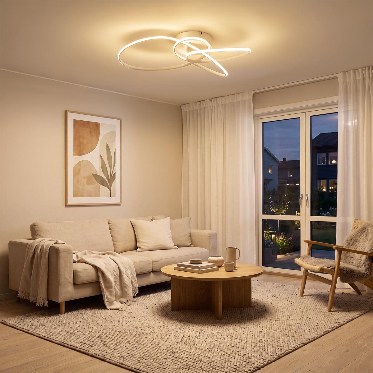 LED DECKENLEUCHTE Nythveth 52,5/35,5/11,5 cm - Weiß, Kunststoff/Metall (52.5/35.5/11.5cm) - ZMH