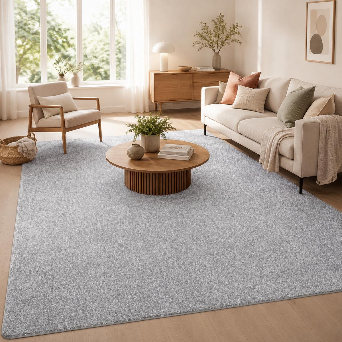 HOCHFLOR VELOURS TEPPICH LUNA - Grau, Textil (100/100cm) - Snapstyle