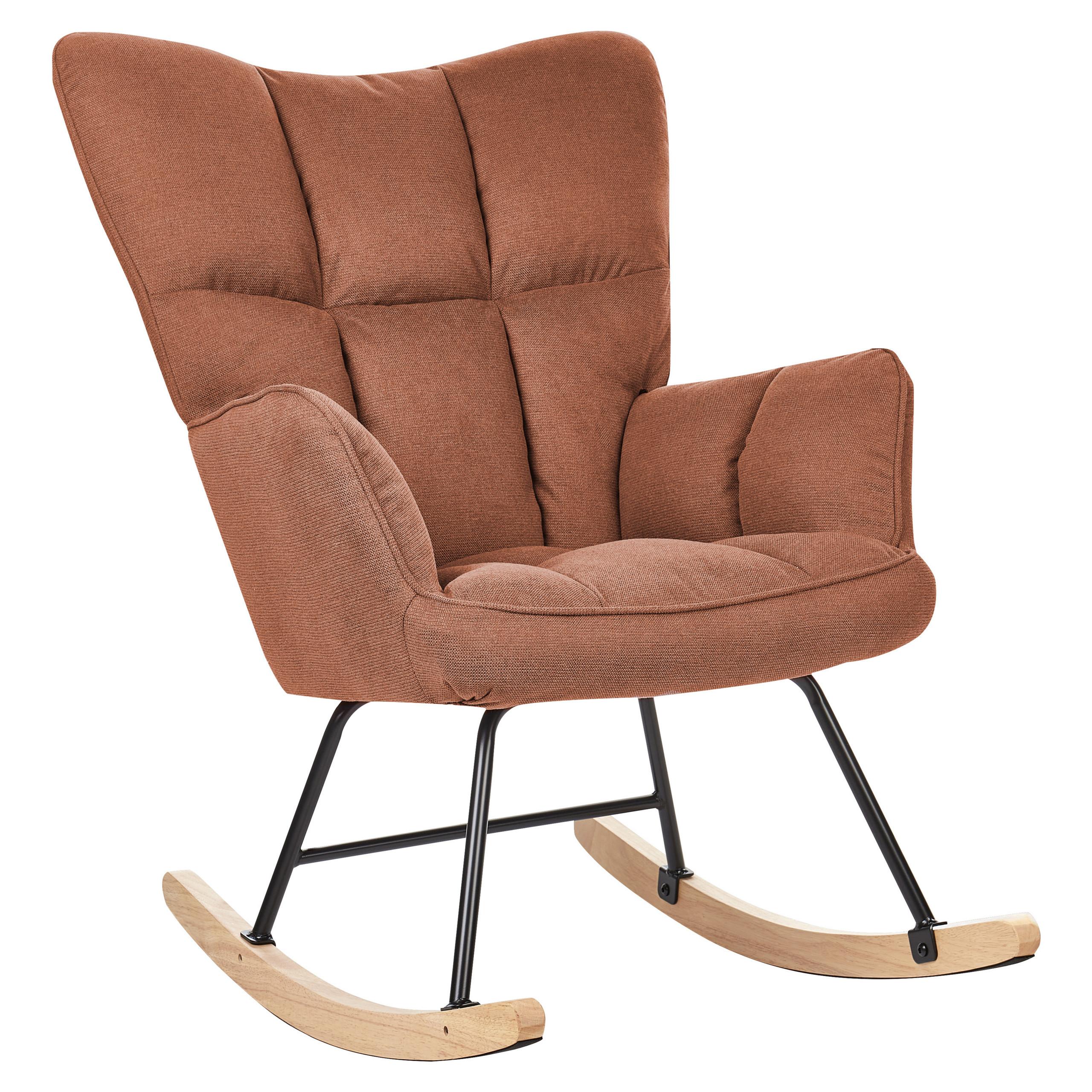 SCHAUKELSESSEL Braun Oulu - Hellbraun/Schwarz, Textil (71/104/83cm) - Beliani