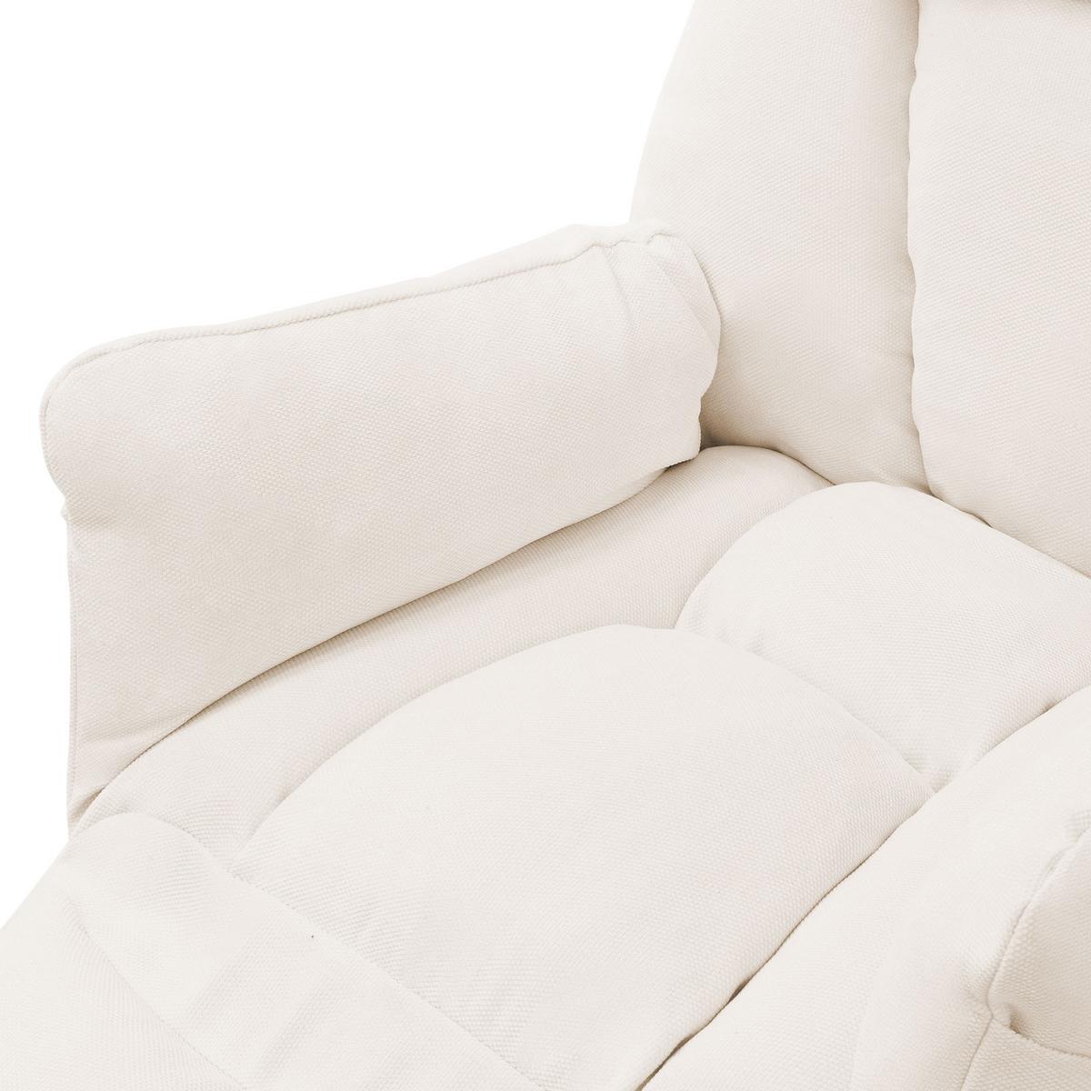 SESSEL mit Liegefunktion Beige Leinenbezug Relaxsessel verstellbar für Wohnzimmer - Beige/Schwarz, Textil/Metall (85/102/82cm) - ML-DESIGN