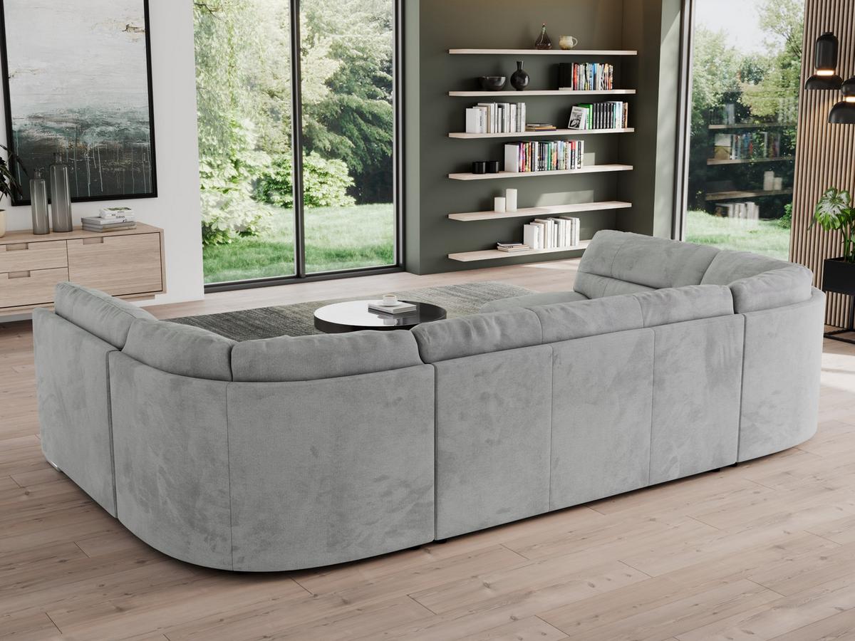 WOHNLANDSCHAFT MORBIDO U Hellgrau Velvet - Silberfarben/Hellgrau, Textil/Metall (340/93/206cm) - MKS