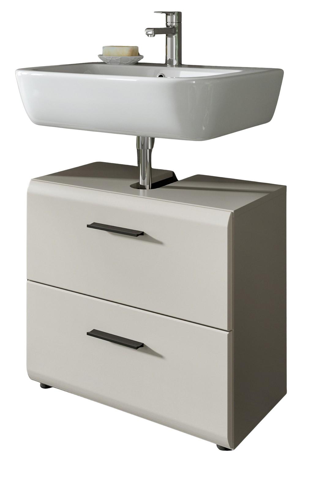 WASCHBECKENUNTERSCHRANK Kaschmir 60 cm, Badschrank mit Vollauszug-Schubladen - Kaschmir/Schwarz, Holzwerkstoff/Kunststoff (60/55/30cm) - Inn.Furn