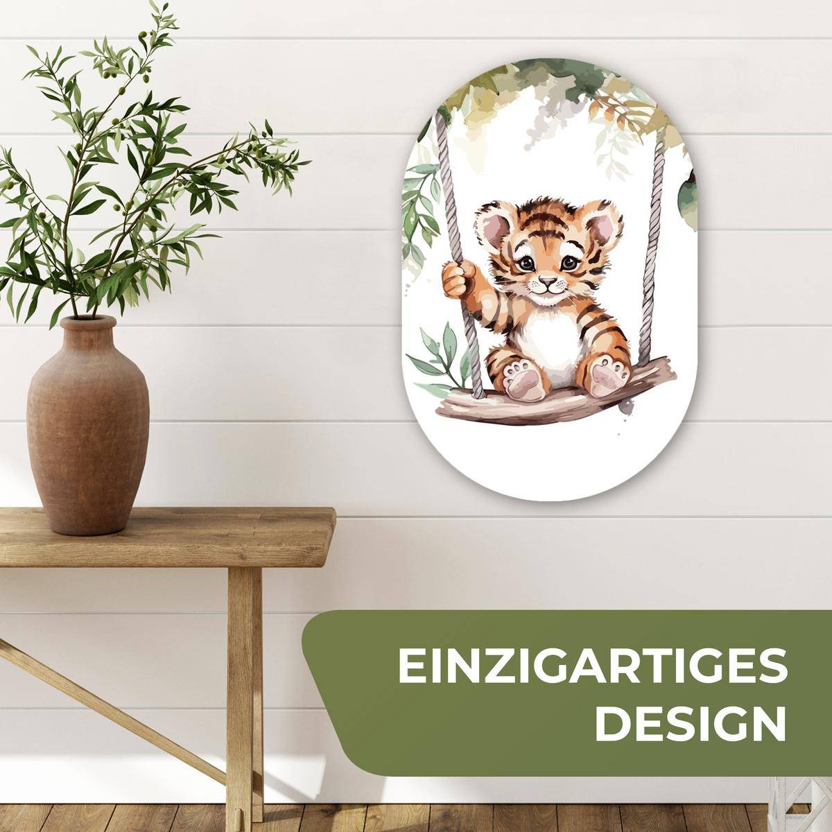 WANDBILD Tiger - Tier - Kinder - Dschungel Deko Wohnzimmer 40x60 cm - Dunkelorange, Kunststoff (40/60cm) - MuchoWow