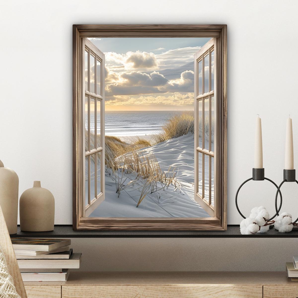 LEINWANDBILD Ausblick - Strand - Dünen - Meer - Natur Room Decor 30x40 cm - Sandfarben, Textil (30/40cm) - MuchoWow