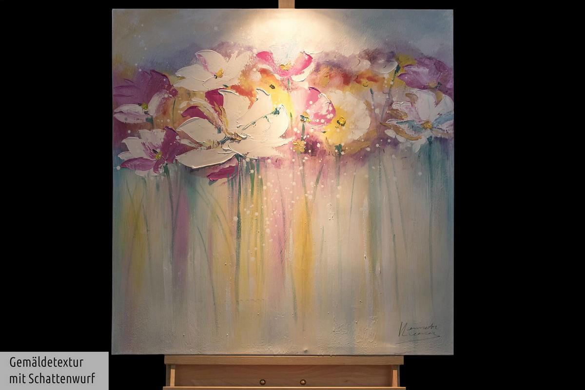 ÖLGEMÄLDE 80/80 cm - Pink/Weiß, Holz/Textil (80/80cm) - KUNSTLOFT