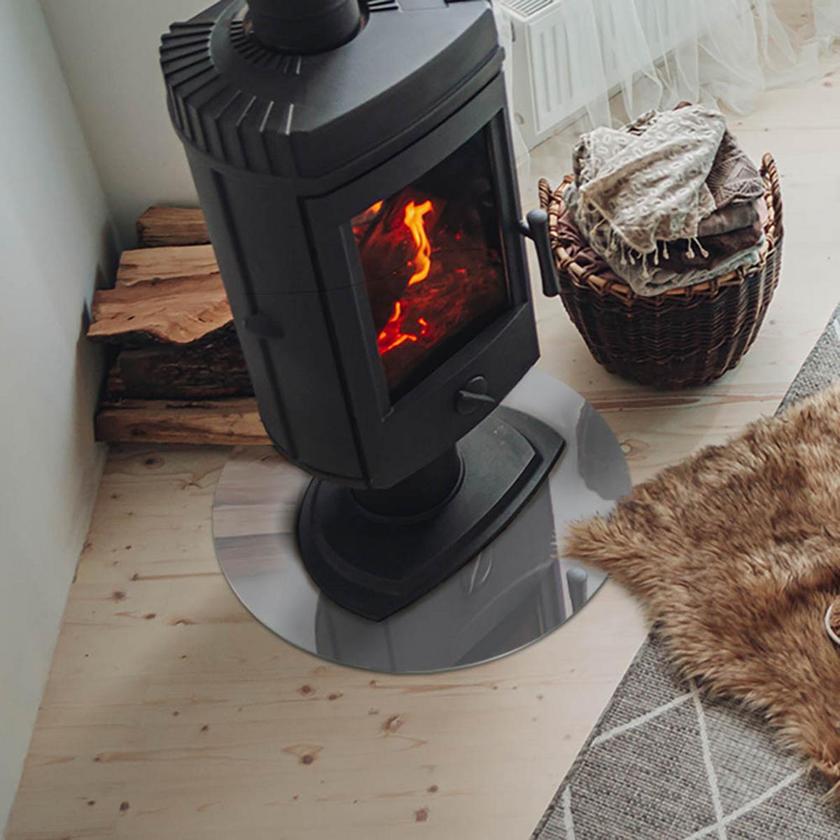 GLASPLATTE für Kamin Ø 50 cm - Grau, Glas (50/50/0.4cm) - TULUP