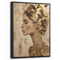 LEINWAND Bilder mit Rahmen - Frau - Gold - Abstrakt - Textur - 30x40 - Goldfarben, Textil (30/40cm) - MuchoWow