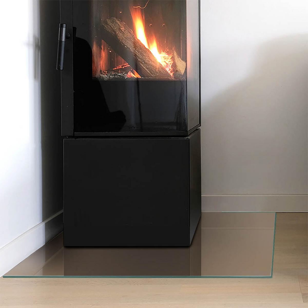 GLASPLATTE für Kamin 60x60 cm - Braun, Glas (60/60/0.4cm) - TULUP