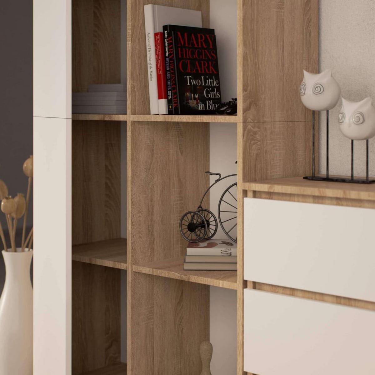 STANDREGAL Eiche Sonoma, Weiß 180/80/35 - Weiß, Holzwerkstoff (80/180/35cm) - RAUMHIRSCH FURNITURE