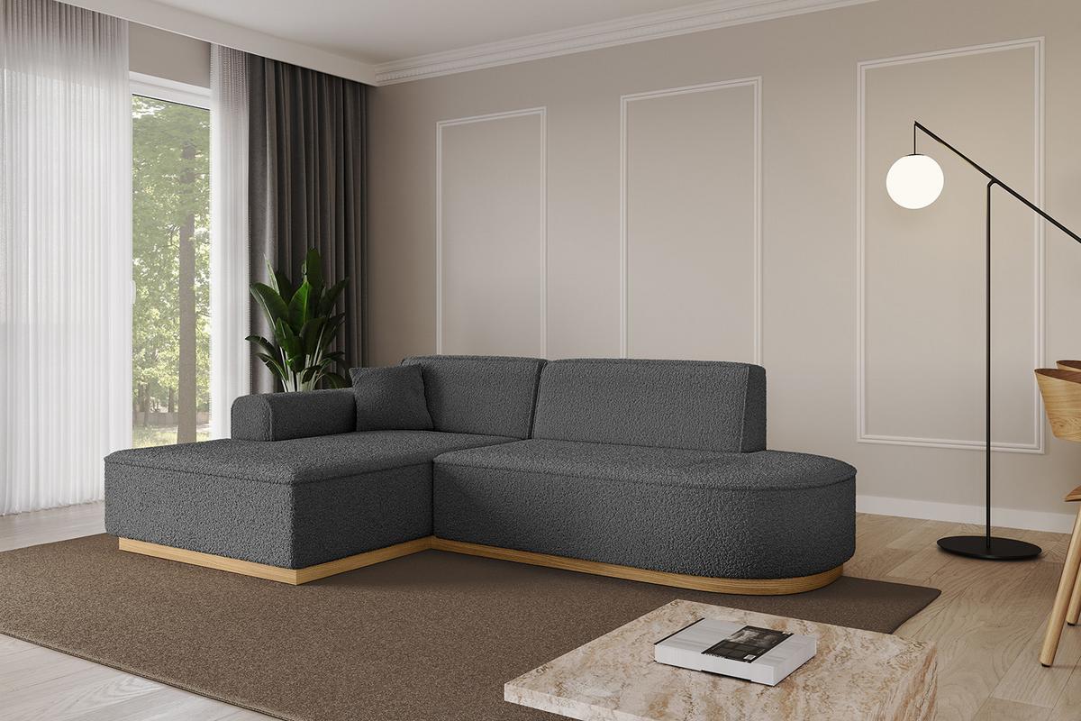 ECKSOFA Ottomane Links IREA-L1-v2 - 232x165x80 cm Grau - Olivgrün, Holzwerkstoff/Textil (232/165cm) - ALTDECOR