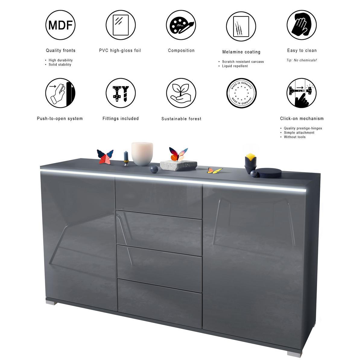SIDEBOARD Faro Eiche Natur - Eichefarben, Holzwerkstoff (138.5/75.5/35cm) - Vladon
