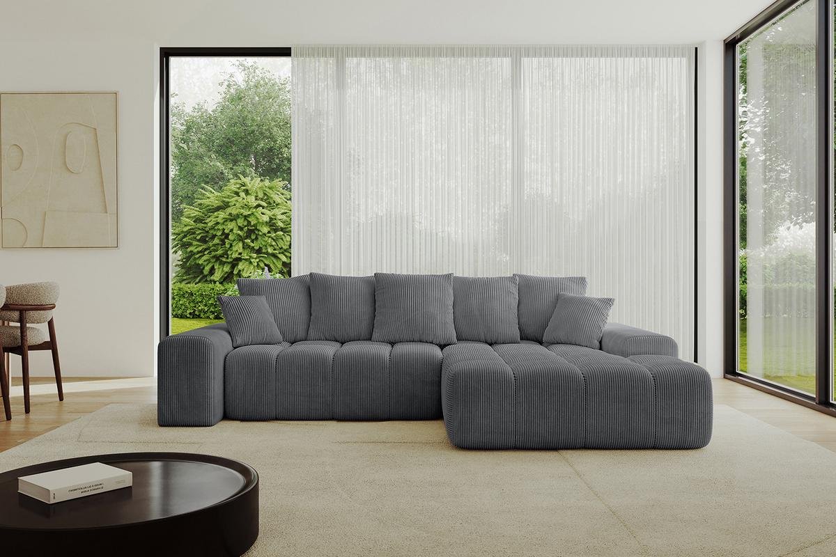 ECKSOFA Ottomane Rechts ENSI-L - 267x164x69 cm Dunkelgrau - Dunkelgrau, Holzwerkstoff/Kunststoff (164/267cm) - ALTDECOR