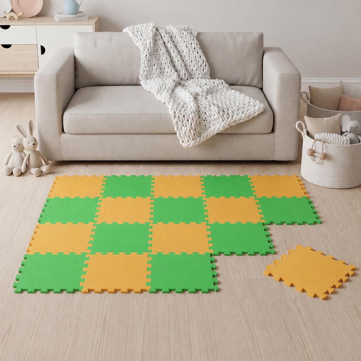 SPIELMATTE ab Null - 180/90/1 cm Puzzlematte Grün - Multicolor, Kunststoff (30/30cm) - Littletom
