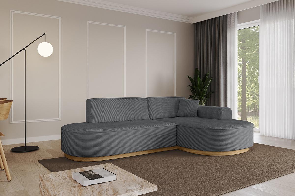 ECKSOFA Ottomane Rechts MARI-L1-v2 - 243x171x83 cm Dunkelgrau Cord - Dunkelgrau, Holzwerkstoff/Textil (171/243cm) - ALTDECOR
