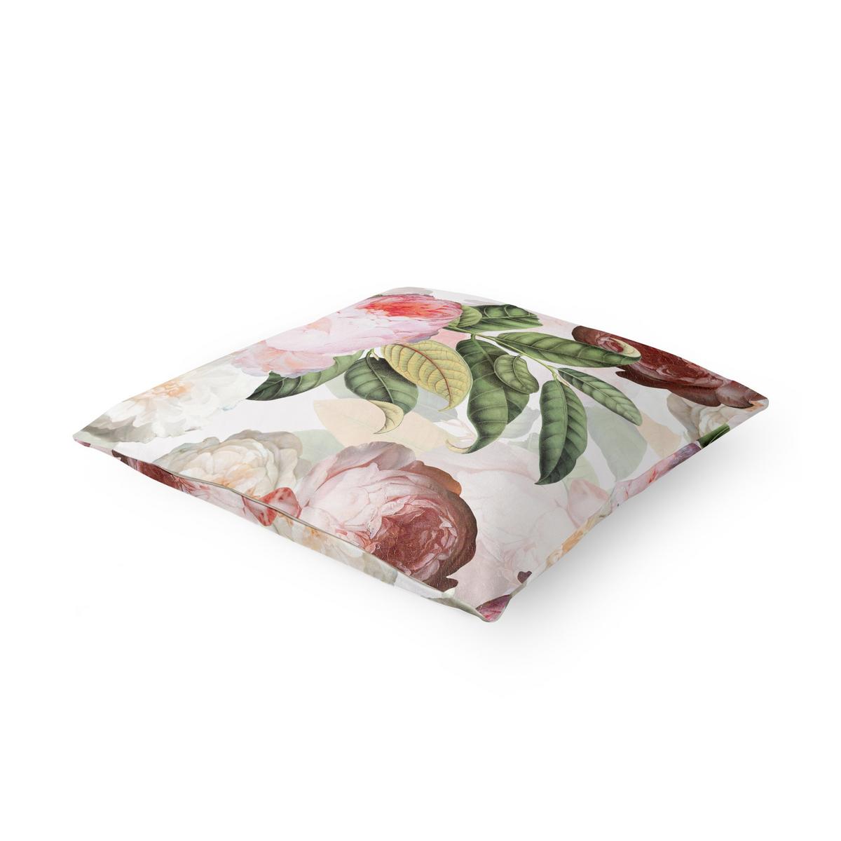 DEKOKISSEN Pfingstrosen mit Blättern 40/40 cm - Rosa, Textil (40/40/10cm) - Bilderwelten