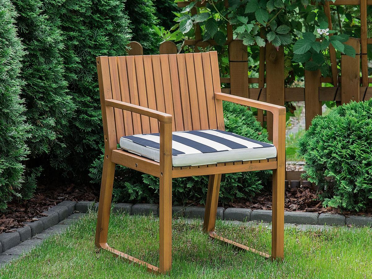 GARTENSTUHLKISSEN Marineblau 46/46 cm Sassari - Blau/Weiß, Textil (46/5/46cm) - Beliani