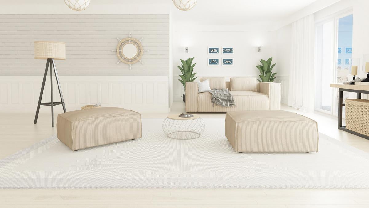 HOCKER Nova Beige Cord - Beige/Schwarz, Holz/Kunststoff (93/46/73cm) - S-Style Möbel