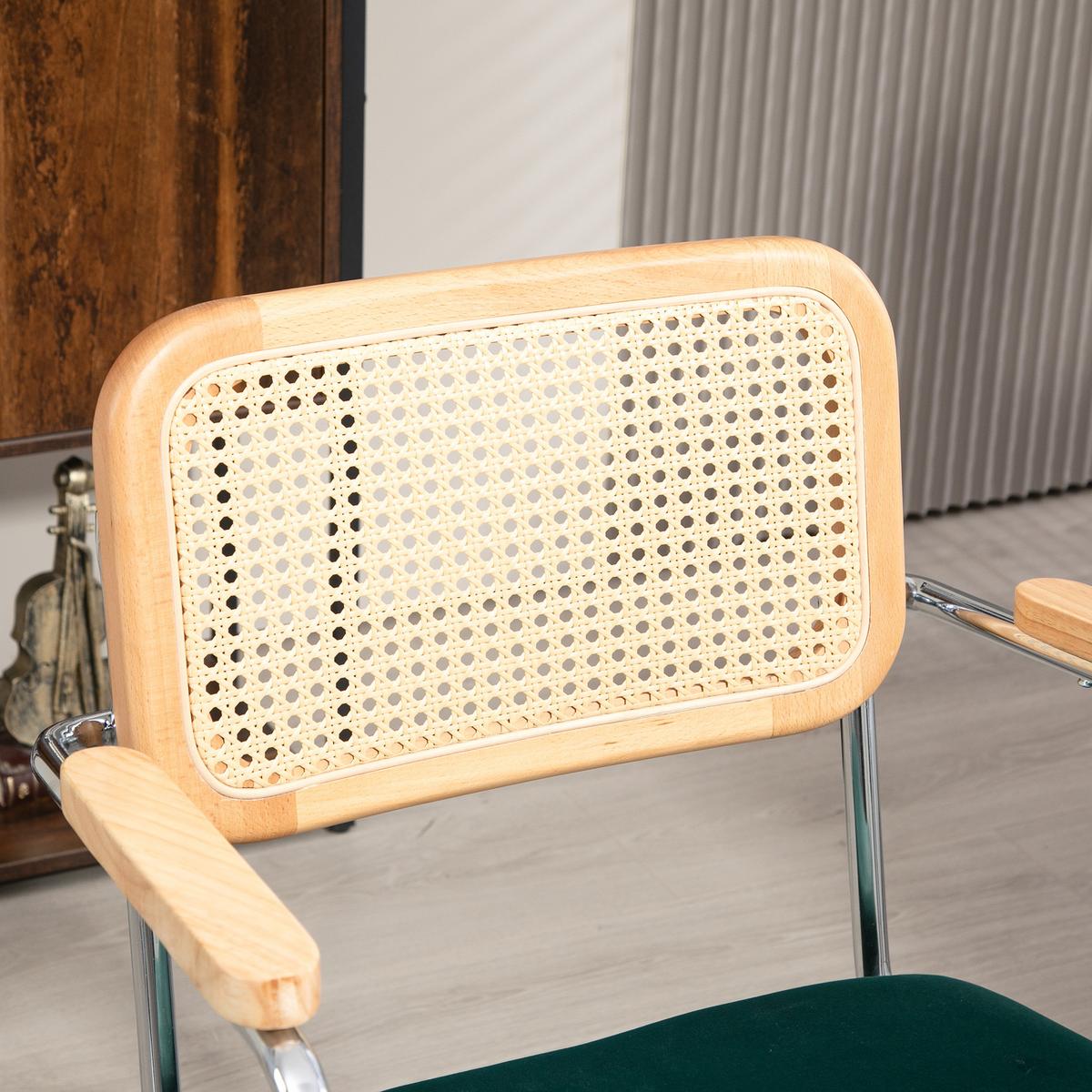 BÜROSTUHL, Schreibtischstuhl mit Rattanoptik, Wippfunktion für Home Office, Grün - Grün, Kunststoff (58/94/65cm) - HOMCOM